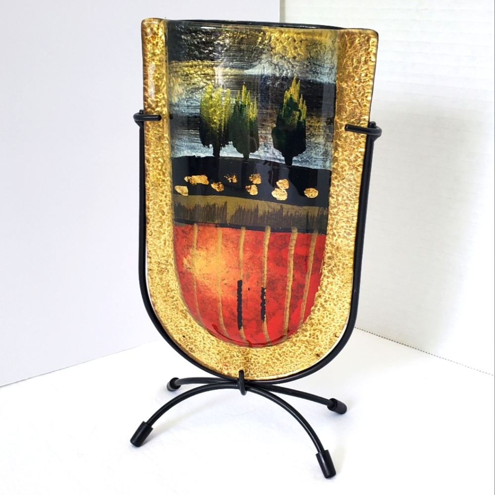 Jasmine Fused Art Glass Mini U Shape Vase